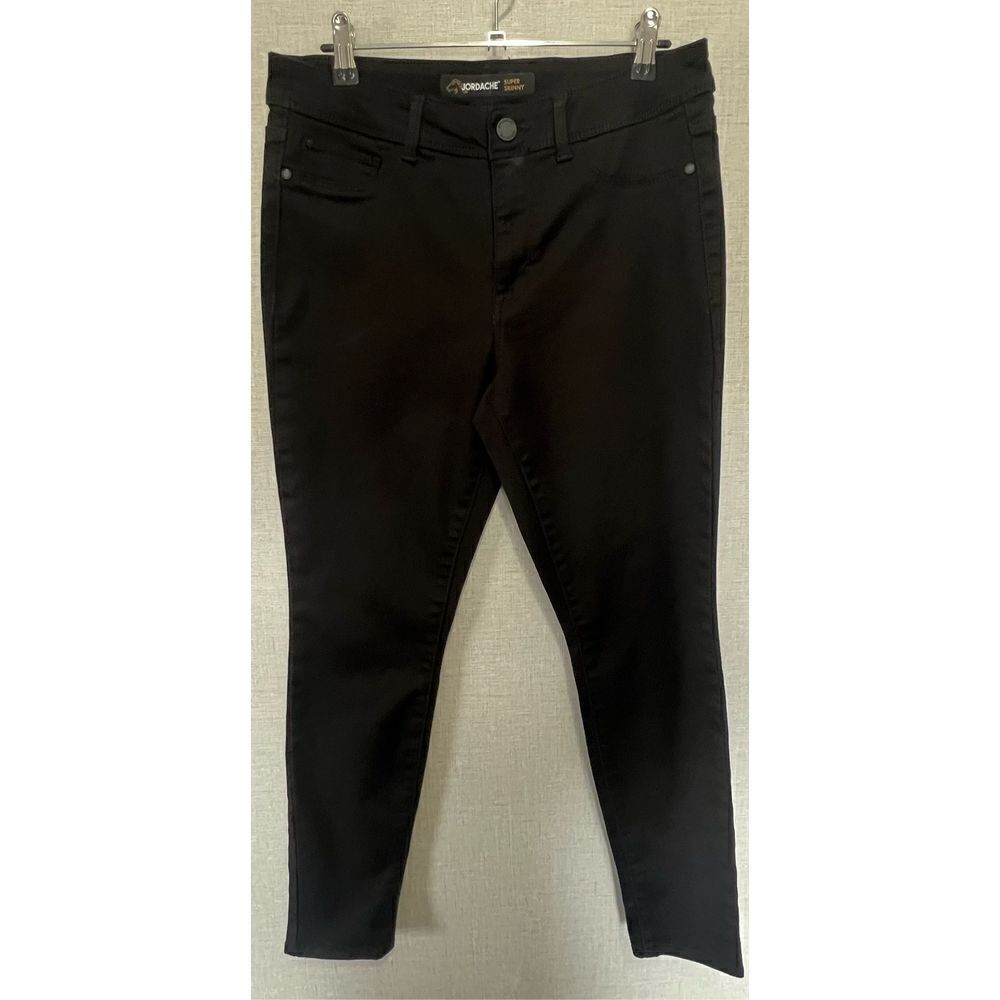 Jordache Black Stretchy Mid-Rise Skinny Fitted Jeggings, No Pockets